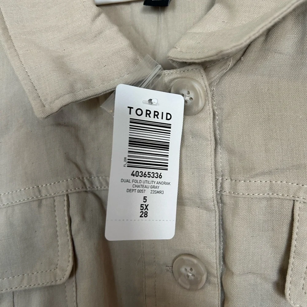 NWT Torrid size 5 dual utility jacket anorak chateau Gray
